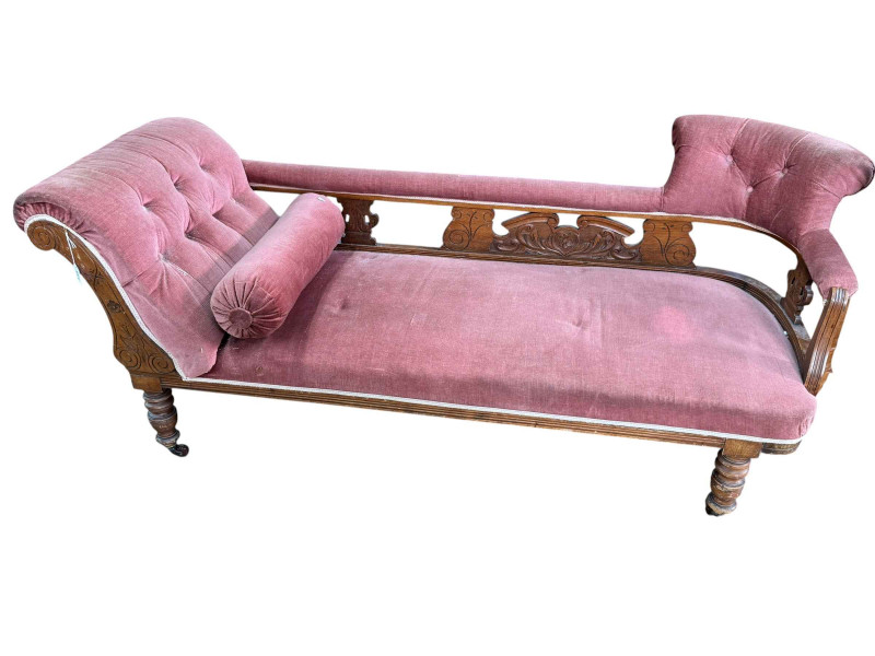 Late Victorian scroll end chaise longue.