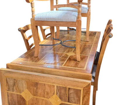 Barker & Stonehouse Flagstone extending dining table and six chairs, 2.4m...