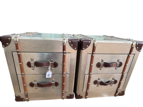 Pair Aviators style two drawer pedestals.