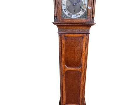 Oak cased grandmother clock, 169cm high.
