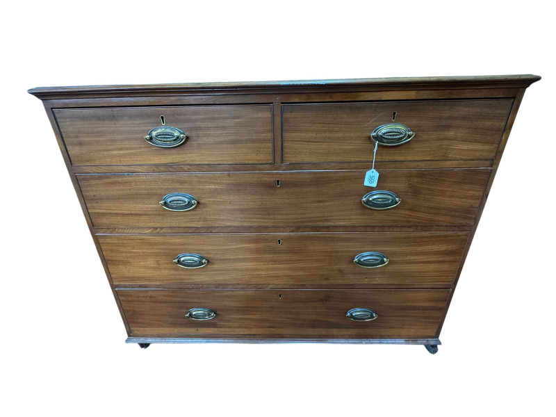 Inlaid mahogany four height chest of drawers, 124cm wide, 96cm high.