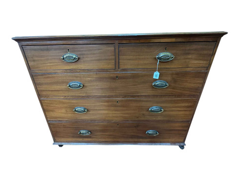 Inlaid mahogany four height chest of drawers, 124cm wide, 96cm high.