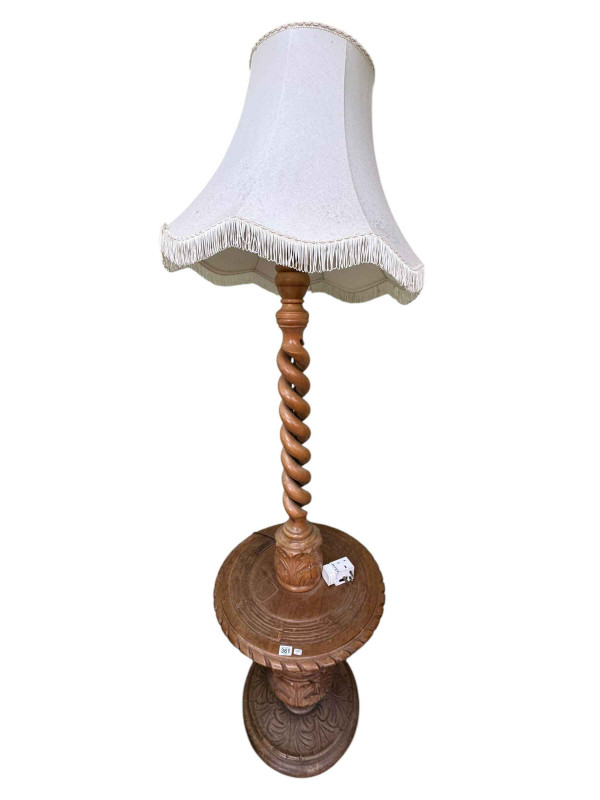 Barley twist standard lamp occasional table.