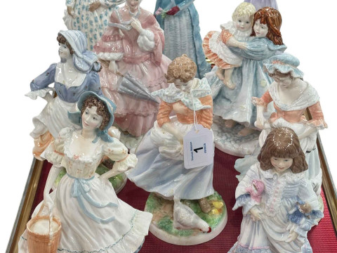 Ten Royal Worcester figures including V & A limited editions.