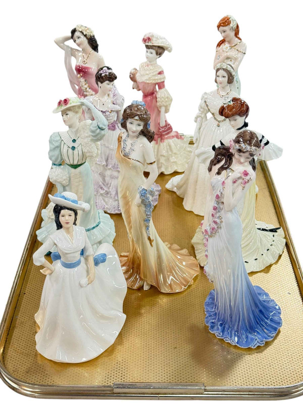 Nine Coalport limited edition figures and one Royal Doulton figure (10).
