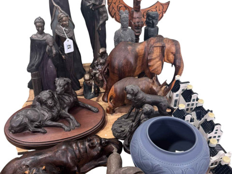 Eight Soul Journey figurines, wood carvings, Heredities dogs, Wedgwood...