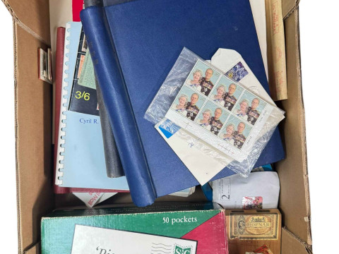 Box of stamps, albums and FDC's, etc.