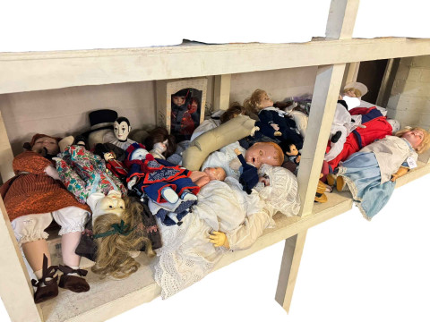 Large collection of assorted dolls including Armand Marseille bisque head...