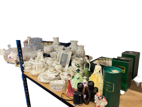 Collection of glass and china including teaware, Aynsley Cottage Garden...