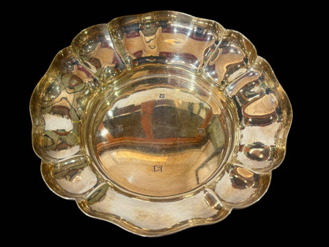 Silver lobed dish, Birmingham 1966, 15.5cm diameter.