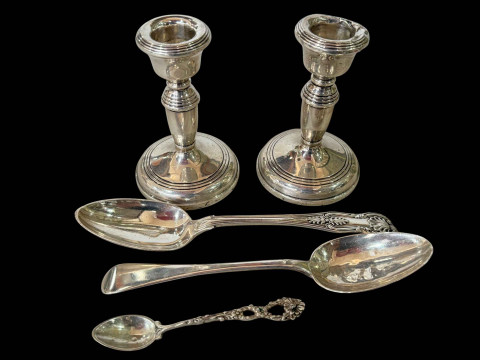 Two silver dessert spoons, Kings pattern London 1844, Old English, London...