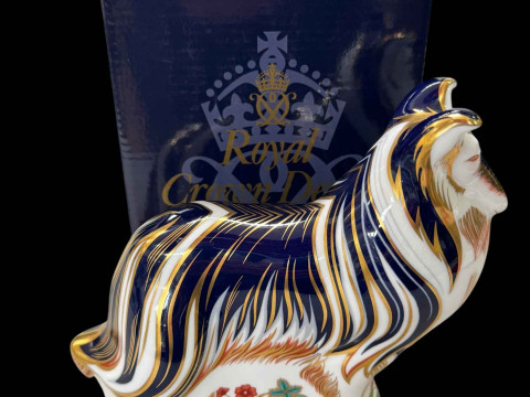 Royal Crown Derby Rough Collie paperweight, boxed.