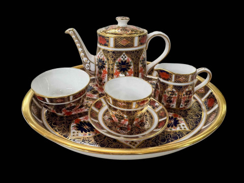 Royal Crown Derby Imari miniature tea for one with tray.