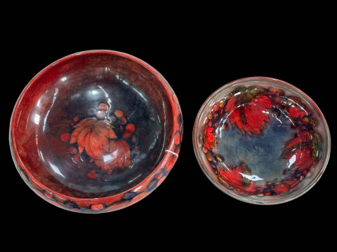 Moorcroft Pottery 'Leaf and Berry' fruit bowl, 21cm diameter, together with smaller 'Leaf and Berry' bowl (2). thumbnail