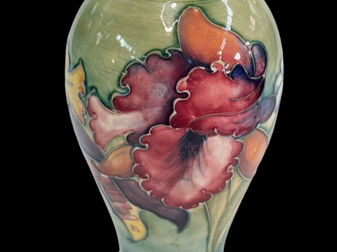 Moorcroft Pottery 'Orchid' baluster vase, 22.5cm. thumbnail