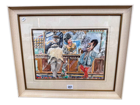 Glyn Porteous 1991, Pub Scene, watercolour/sketch, signed, 24cm by 34cm,...