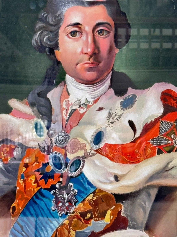 Glyn Porteous, Regal Figure, watercolour/mixed media, 60cm by 50cm, framed.