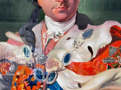 Glyn Porteous, Regal Figure, watercolour/mixed media, 60cm by 50cm, framed. thumbnail