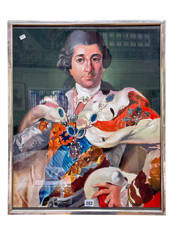 Glyn Porteous, Regal Figure, watercolour/mixed media, 60cm by 50cm, framed.