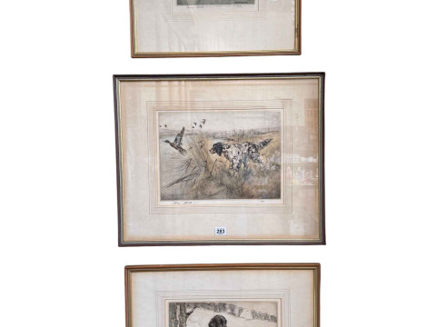 Henry Wilkinson, limited edition signed etchings of Hunting Spaniels,...
