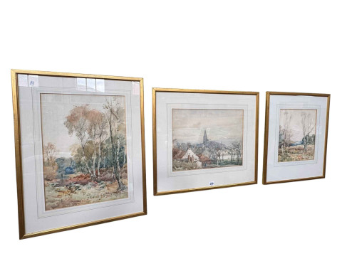 Andrew Archer Gamley RSW (Scottish 1869-1949), three watercolours, town...