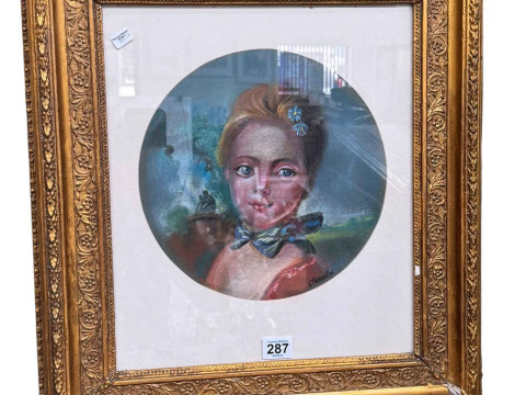 Glyn Porteous, Portrait of a Lady, signed, 25cm diameter,
