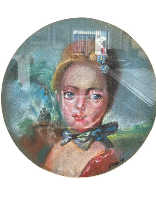 Glyn Porteous, Portrait of a Lady, signed, 25cm diameter,