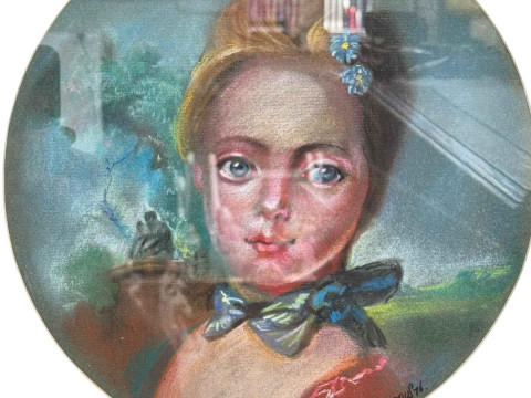 Glyn Porteous, Portrait of a Lady, signed, 25cm diameter, thumbnail