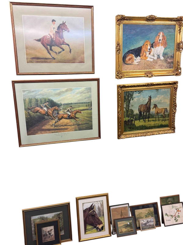 Two pairs and four single pictures, including some originals, and well framed.