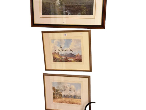 R W Milliken, Grouse above Ballater and Partridge, watercolour, pair,...