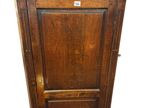 Small Georgian mahogany three drawer chest on bracket feet, Georgian oak corner cabinet and modern corner cabinet. thumbnail