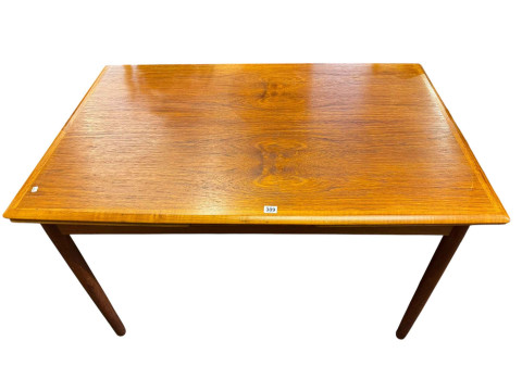 Danish teak extending dining table, 120cm by 79cm by 208cm extended.