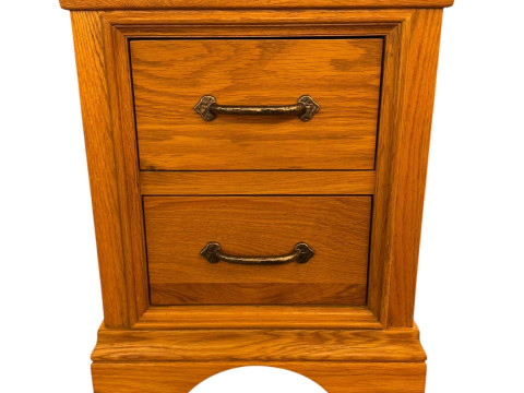 Light oak sideboard having three central drawers flanked by two cupboard, 151cm by 86cm by 48cm, and small two door pedestal. thumbnail