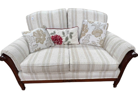 Mahogany framed bergere two seat sofa, 153cm long.