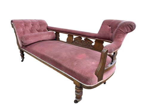 Late Victorian scroll end chaise longue.