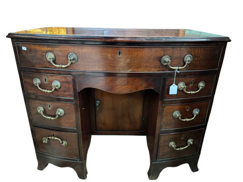 19th Century mahogany bowfront kneehole Gentleman's dressing chest with...