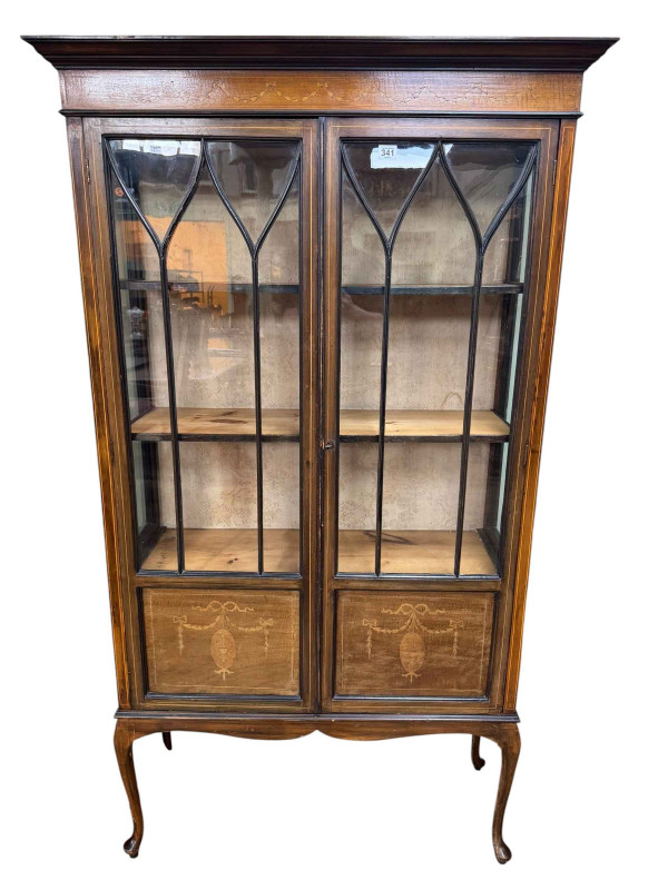 Edwardian inlaid mahogany display cabinet.
