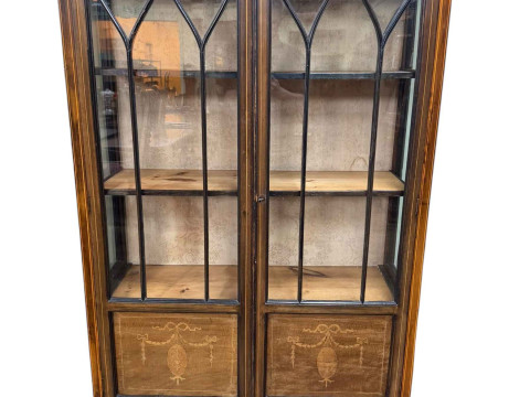 Edwardian inlaid mahogany display cabinet.