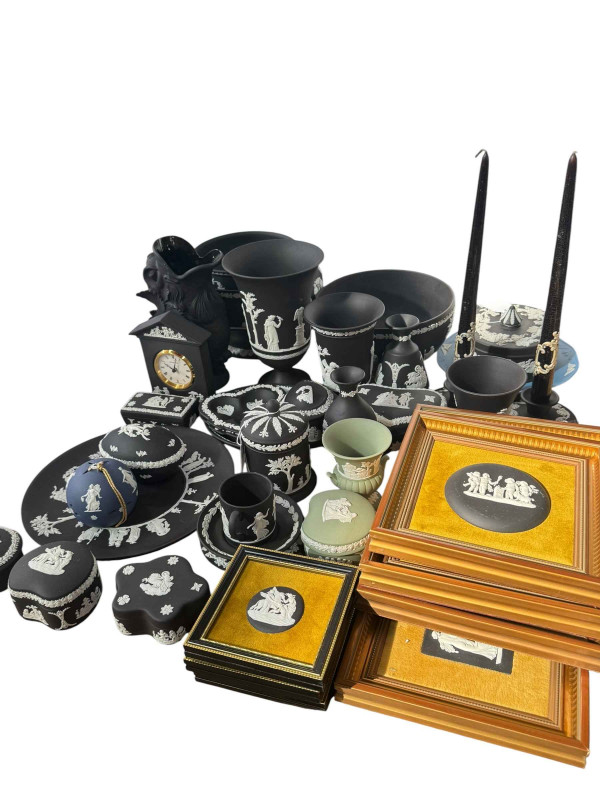 Collection of Wedgwood Black Basalt china, plaques, etc.