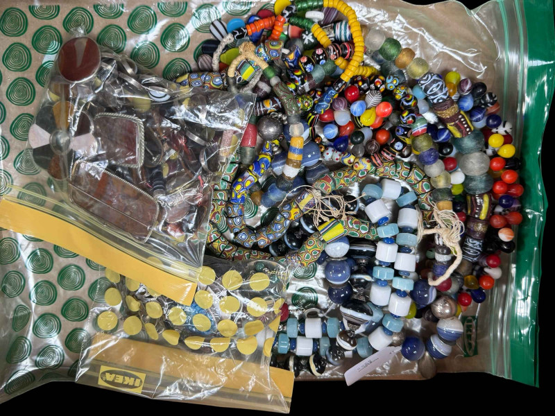 Interesting collection of jewellery including Finland silver bangle, other silver, Scottish agate, Millifiori bead necklaces, watch, etc.