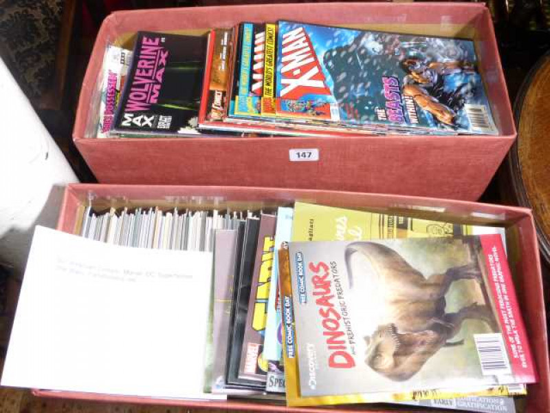 Two boxes of 507 American comics including Marvel, DC, Superman, Super Heroes, Star Wars, Transformers etc.