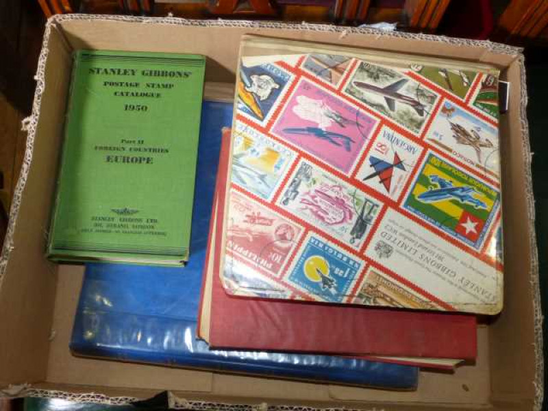 Box of stamp albums.