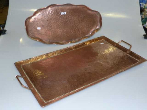 Oval and rectangular copper trays (2).