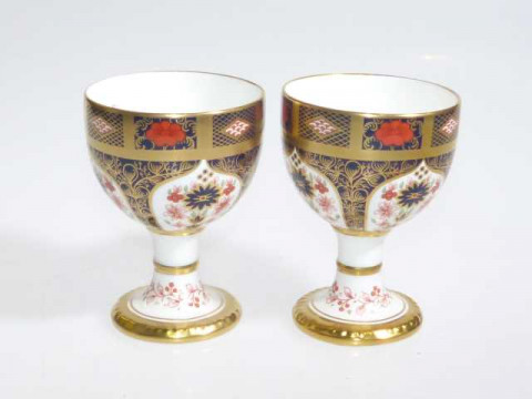 Pair of Royal Crown Derby goblets, boxed with certificates.