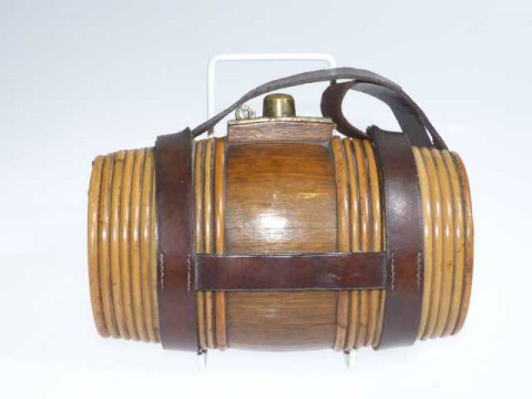 19th Century mountain dog rescue Brandy barrel with original leather harness...