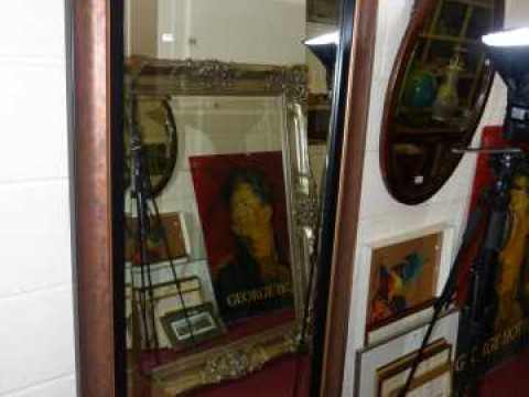 Modern wooden framed mirror, 172cm x 80cm