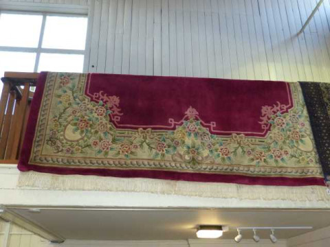 Burgundy ground floral pattern chinese carpet, 3.80 by 2.70m