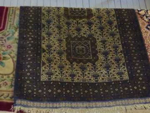 Blue and brown ground Persian design rug, 2 by 1.05m