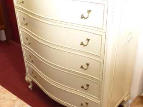 Louis style serpentine front five drawer chest