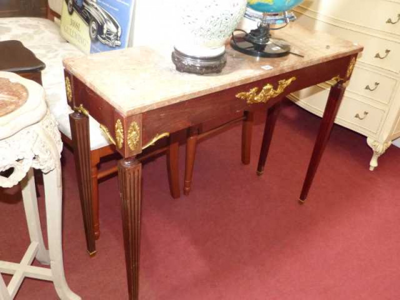 Rectangular ormolu mounted marble topped side table